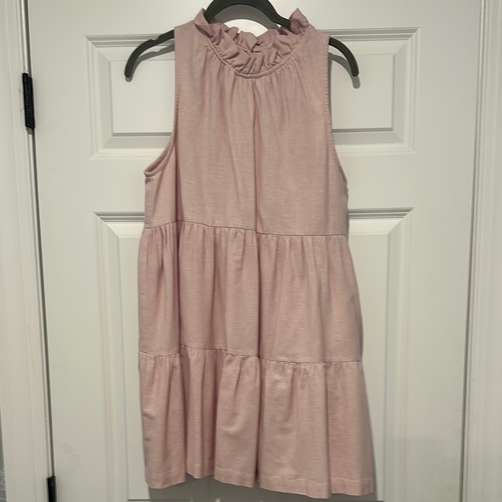 Never Been Worn- Beau and Ro- Light Pink ruffled neck Sleeveless Dress - Size S